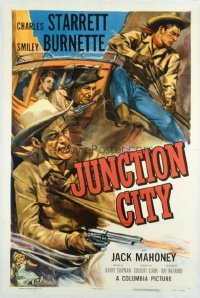 t311 JUNCTION CITY linen one-sheet movie poster '52 Charles Starrett, Smiley