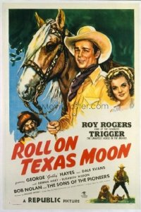 t467 ROLL ON TEXAS MOON linen one-sheet movie poster '46 Roy Rogers, Evans