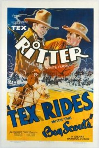 t025 TEX RIDES WITH THE BOY SCOUTS linen one-sheet movie poster '37 Ritter