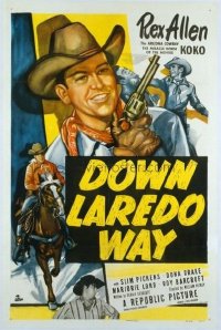 t451 DOWN LAREDO WAY linen one-sheet movie poster '53 Rex Allen & Koko!