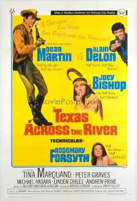 t441 TEXAS ACROSS THE RIVER linen one-sheet movie poster '66 Dean Martin