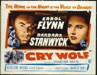 3403 CRY WOLF half-sheet movie poster '47 Errol Flynn, Barbara Stanwyck