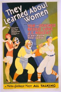 VHP7 034 THEY LEARNED ABOUT WOMEN linen one-sheet movie poster '30 baseball art!