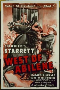t001 WEST OF ABILENE linen one-sheet movie poster '40 Charles Starrett