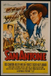 t259 SAN ANTONE linen one-sheet movie poster '53 Rod Cameron, Katy Jurado