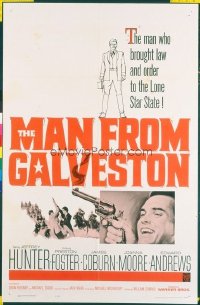t313 MAN FROM GALVESTON linen one-sheet movie poster '64 Jeff Hunter, Foster