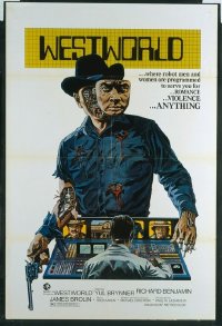 VHP7 528 WESTWORLD one-sheet movie poster '73 classic Yul Brynner artwork!