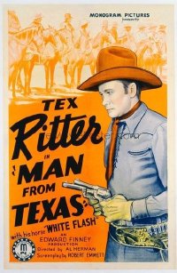 t009 MAN FROM TEXAS linen one-sheet movie poster '39 Tex Ritter