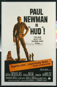 t235 HUD linen one-sheet movie poster '63 Paul Newman, Martin Ritt classic!