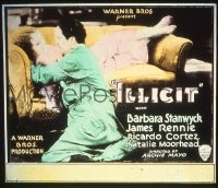 VHP7 146 ILLICIT glass lantern coming attraction slide '31 Barbara Stanwyck, Rennie