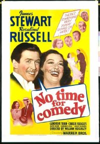 1047 NO TIME FOR COMEDY linenbacked one-sheet movie poster '40 Jimmy Stewart!