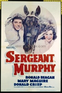 1591 SERGEANT MURPHY one-sheet movie poster '38 Ronald Reagan saluting!