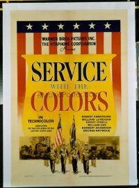 1059 SERVICE WITH THE COLORS linenbacked one-sheet movie poster '40 patriotism!