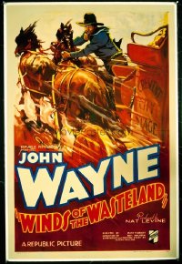 JW 124 WINDS OF THE WASTELAND linen one-sheet movie poster '36 great artwork!