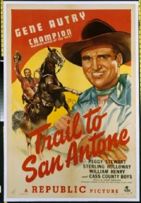 t258 TRAIL TO SAN ANTONE linen one-sheet movie poster '47 Gene Autry