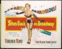 3418 SHE'S BACK ON BROADWAY half-sheet movie poster '53 Virginia Mayo