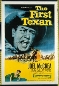 t208 FIRST TEXAN linen one-sheet movie poster '56 Joel McCrea, Felicia Farr