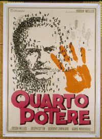 #250 CITIZEN KANE linen Italian one-panel movie poster R66 great Welles image!!