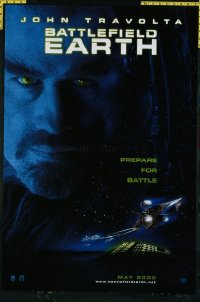 4611 BATTLEFIELD EARTH teaser DS 1sh '00 L. Ron Hubbard's novel, creepy image of John Travolta!