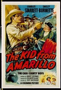 t279 KID FROM AMARILLO linen one-sheet movie poster '51 Glenn Cravath art!