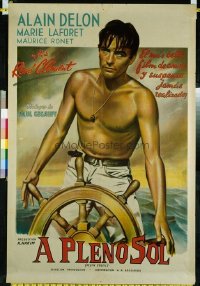 #345 PURPLE NOON Argentinean movie poster '60 Alain Delon, Clement!