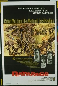 1584 RAMPAGE one-sheet movie poster '63 Robert Mitchum, Elsa Martinelli