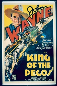 JW 116 KING OF THE PECOS linen one-sheet movie poster '36 great Wayne art!