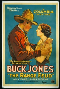 JW 012 RANGE FEUD linen one-sheet movie poster '31 great Buck Jones image!