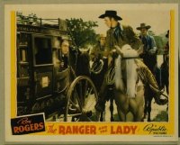 t430 RANGER & THE LADY movie lobby card '40 Roy Rogers riding horse!