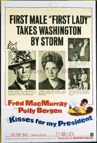 1562 KISSES FOR MY PRESIDENT one-sheet movie poster '64 Fred MacMurray