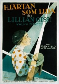 #136 ENEMY linen Swedish movie poster '27 Lillian Gish, Rohman art!!