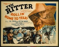 t464 ROLLIN' HOME TO TEXAS half-sheet movie poster '40 Tex Ritter singing!