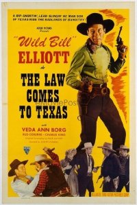 t346 LAW COMES TO TEXAS linen one-sheet movie poster R48 Wild Bill Elliott