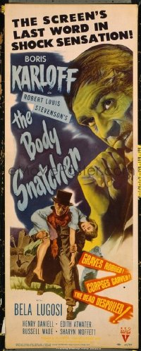 #202 BODY SNATCHER insert movie poster '45 Boris Karloff, Bela Lugosi!