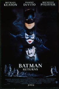 4610 BATMAN RETURNS DS advance one-sheet movie poster '92 Keaton, DeVito