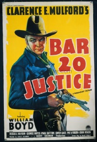 VHP7 032 BAR 20 JUSTICE linen one-sheet movie poster '38 best Hoppy image ever!