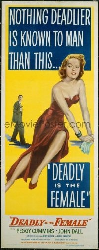 VHP7 444 DEADLY IS THE FEMALE insert movie poster '49 original Gun Crazy!