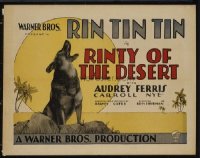 1303 RINTY OF THE DESERT title lobby card '28 howling Rin Tin Tin!