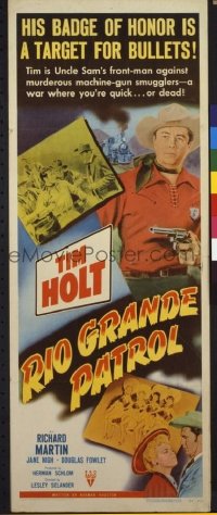 t131 RIO GRANDE PATROL insert movie poster '50 Tim Holt w/badge!