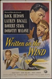 #334 WRITTEN ON THE WIND one-sheet movie poster '56 Rock Hudson, Bacall!