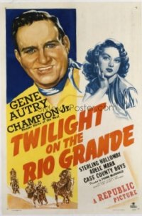 t137 TWILIGHT ON THE RIO GRANDE linen one-sheet movie poster '47 Gene Autry