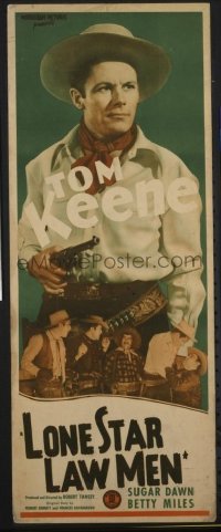 t164 LONE STAR LAW MEN insert movie poster '41 Tom Keene w/gun!