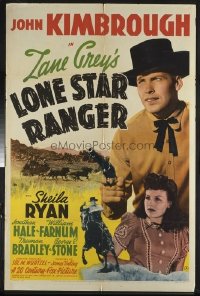 t163 LONE STAR RANGER linen one-sheet movie poster '41 Zane Grey