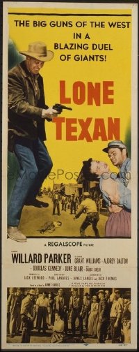 t199 LONE TEXAN insert movie poster '59 Williard Parker w/gun!