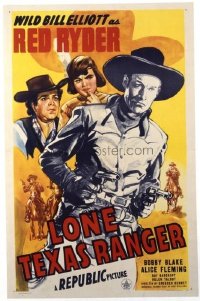 t386 LONE TEXAS RANGER linen one-sheet movie poster '45 Elliott as Red Ryder