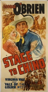 t309 STAGE TO CHINO linen three-sheet movie poster '40 George O'Brien, Vale