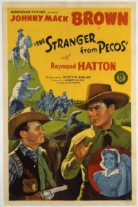 t116 STRANGER FROM PECOS linen one-sheet movie poster '43 Johnny Mack Brown
