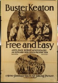 #134 FREE & EASY rotogravure one-sheet movie poster '30 Buster Keaton!