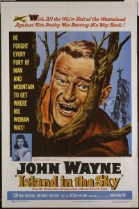 JW 263 ISLAND IN THE SKY one-sheet movie poster '53 John Wayne close-up!