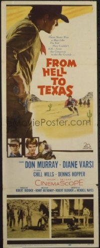 t344 FROM HELL TO TEXAS insert movie poster '58 Don Murray, Varsi